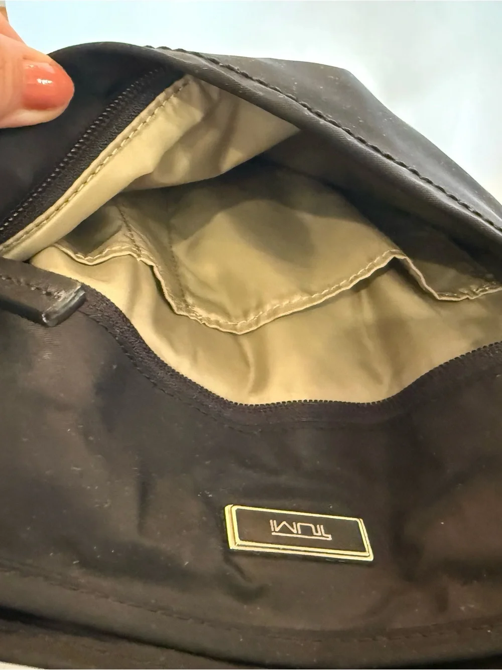 Tumi Black Nylon Messenger Crossbody with Silver Accents